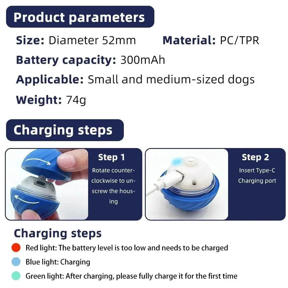 Interactive Smart Dog Toy Ball USB Bouncing Fun for Pets