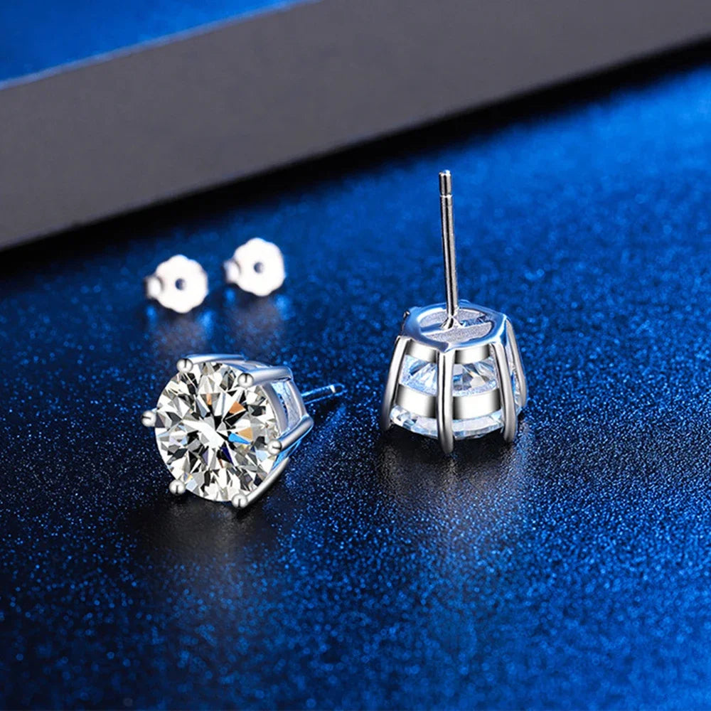 Moissanite Stud Earrings in Sterling Silver — product view 5