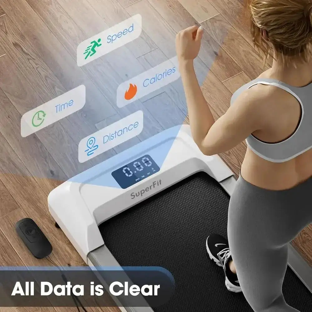 Portable Dual-Function Walking Pad and Under Desk Treadmill, 265 lbs Capacity, with Remote and LED Display
