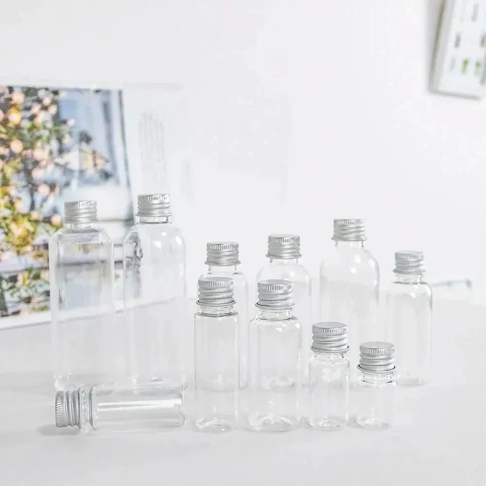 Travel Friendly PET Bottles With Aluminium Screw Caps Set