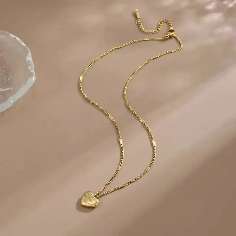 Trendy Gold Color Heart Pendant Choker Necklace For Women