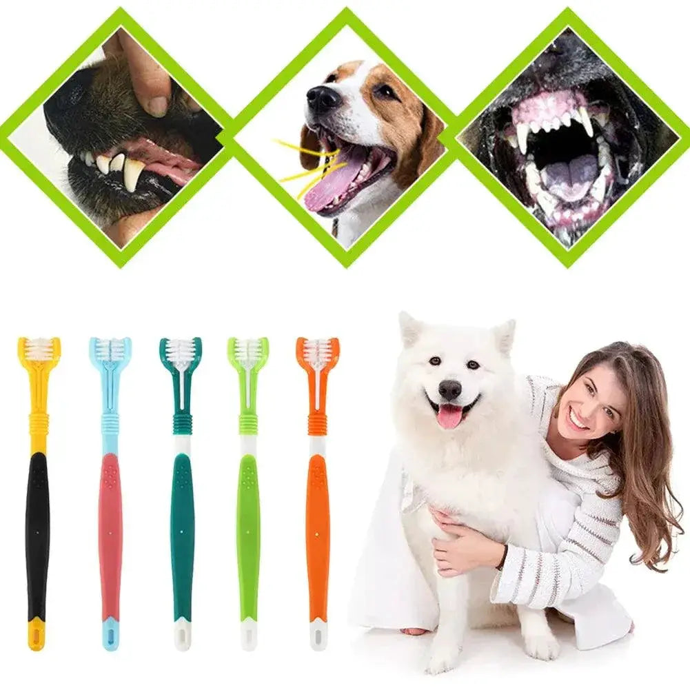 Three Head Pet Toothbrush For Bad Breath Teeth Care Tool