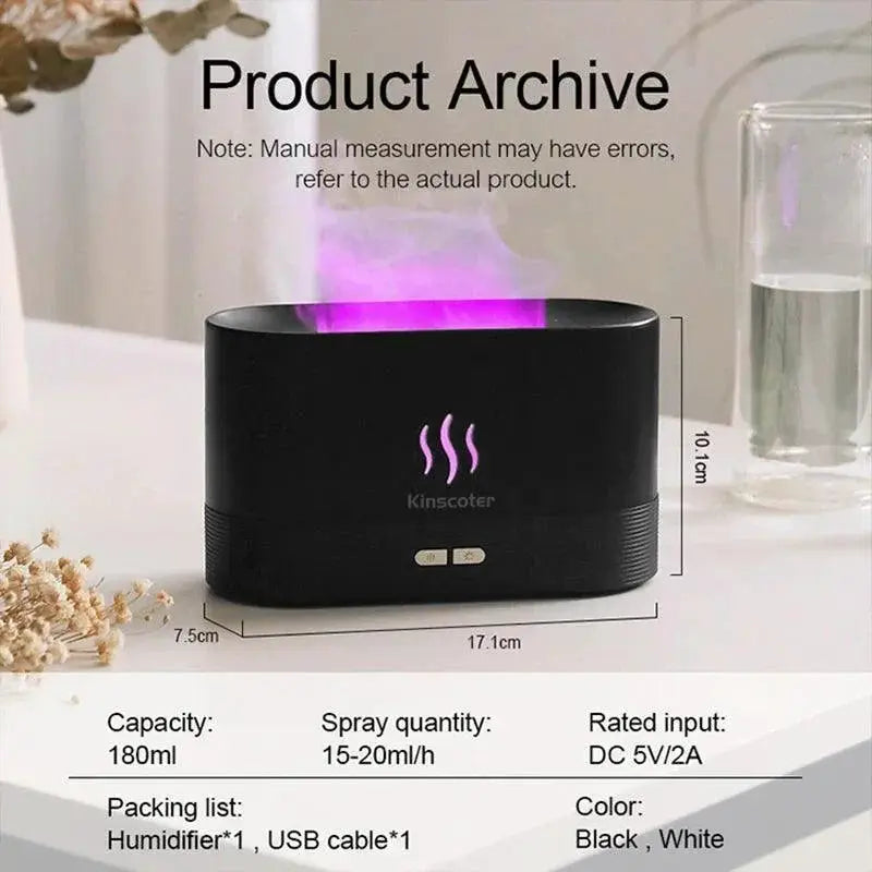 TranquilBreeze LED Flame Diffuser Serene Oasis Aromatherapy