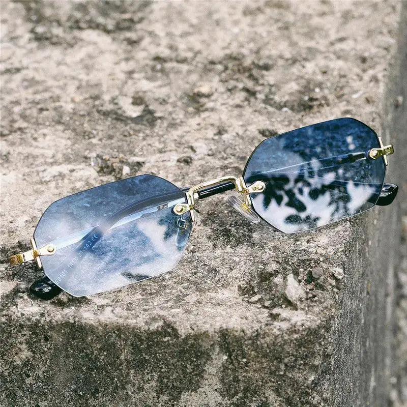 Unisex Rimless Rectangle Sunglasses UV400 Protection - OurLum.com