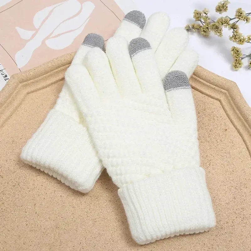 Womens Cashmere Knitted Winter Gloves With Touchscreen