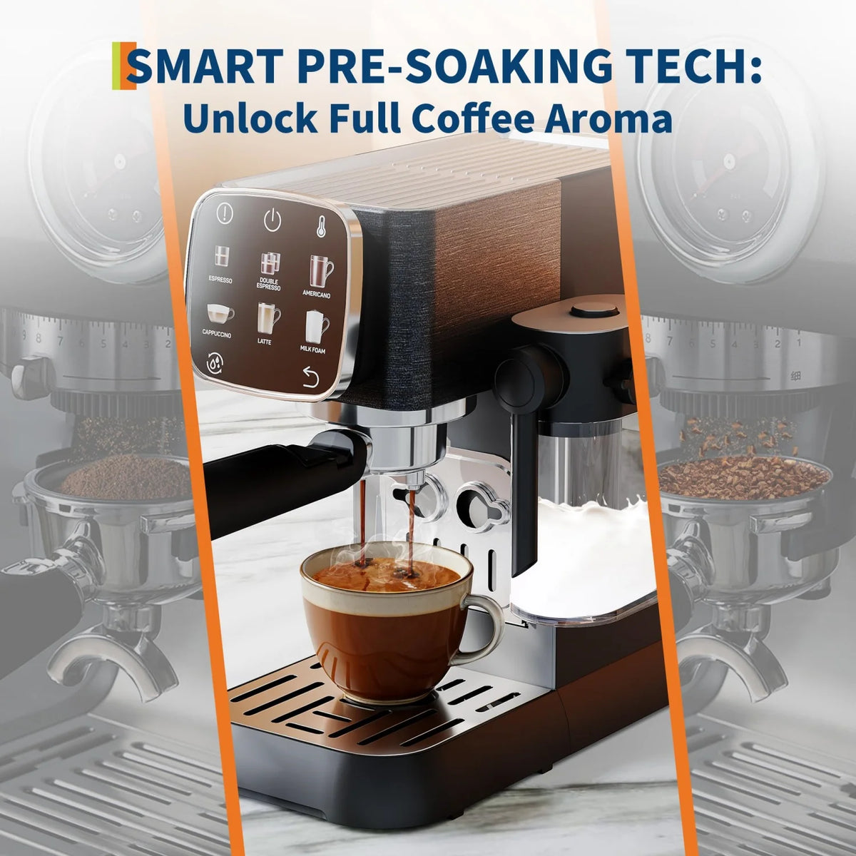 Espresso Machine , Compact Espresso Maker with Steam Milk Frother — product view 4