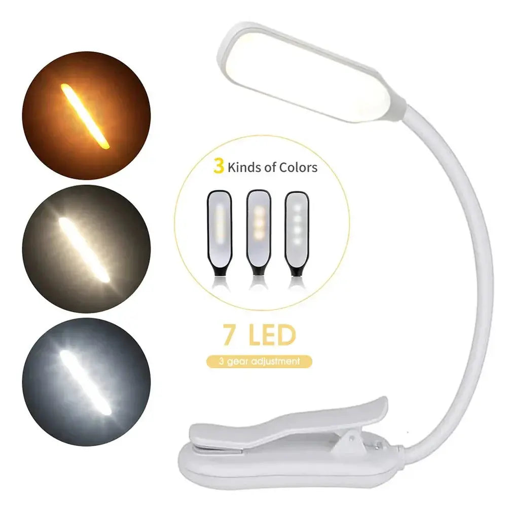 7 LED Book Light USB Rechargeable Reading Lamp Portable