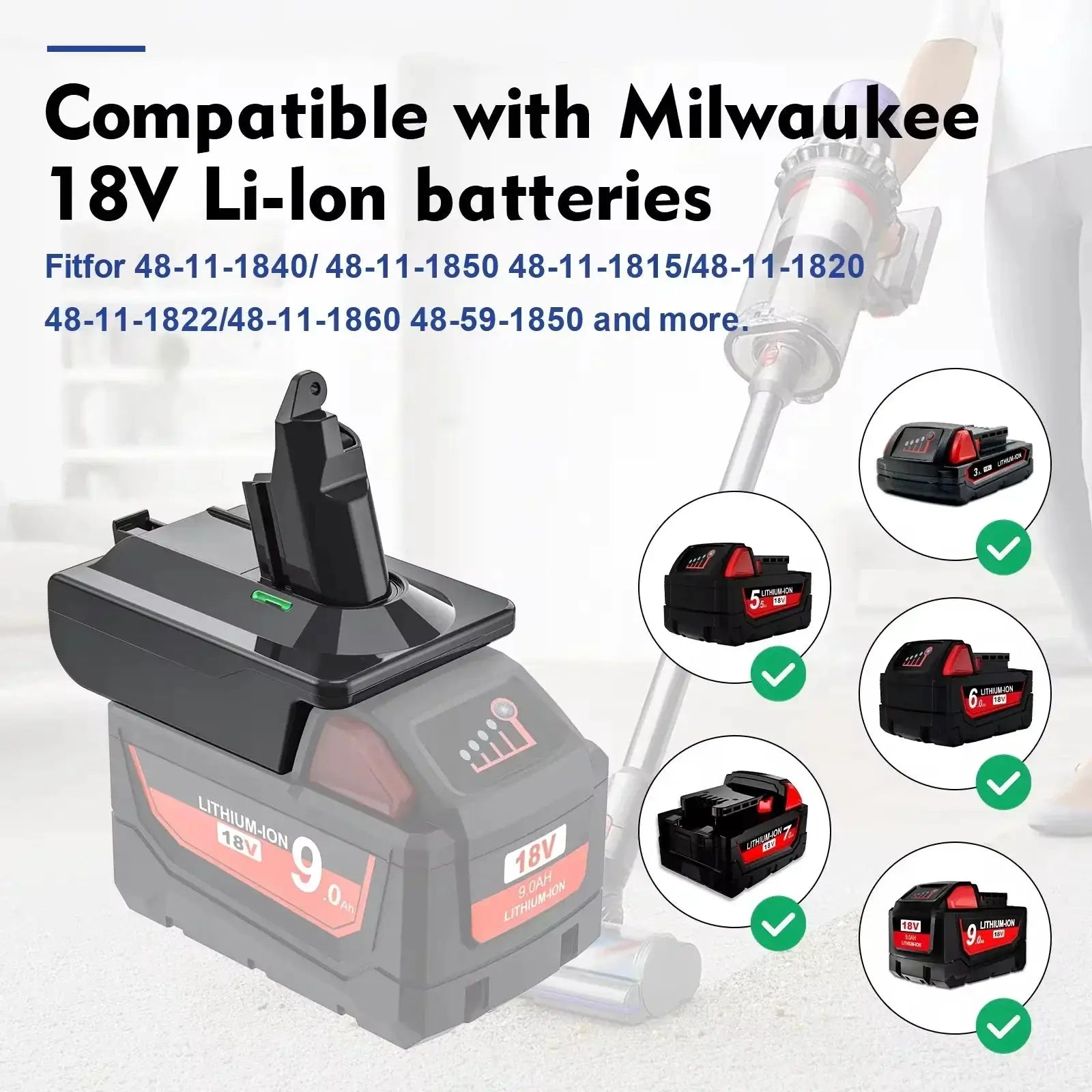 18V Battery Adapter for Dyson V6 V7 V8 Makita Milwaukee