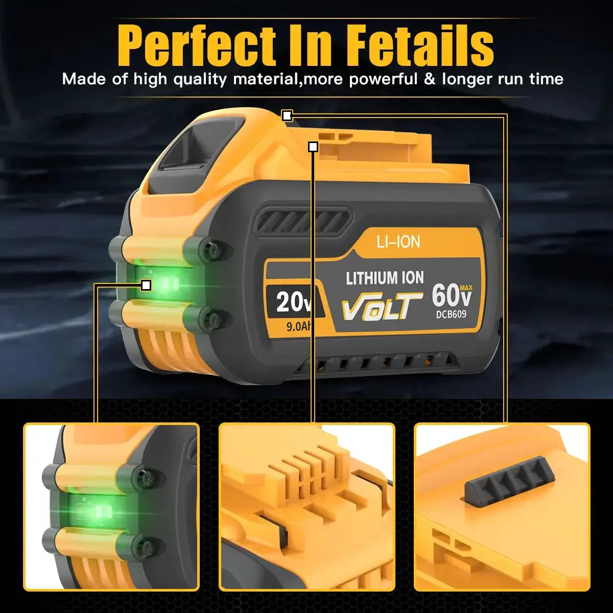 9000mAh 20V to 60V MAX Lithium Ion Battery High Capacity