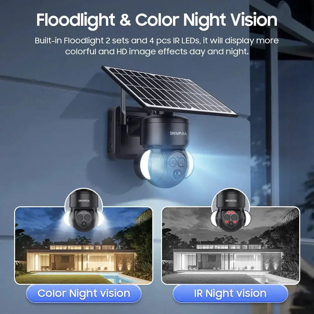Shiwojia 6MP Solar Camera With 4G Sim Card Outdoor 12X Zoom