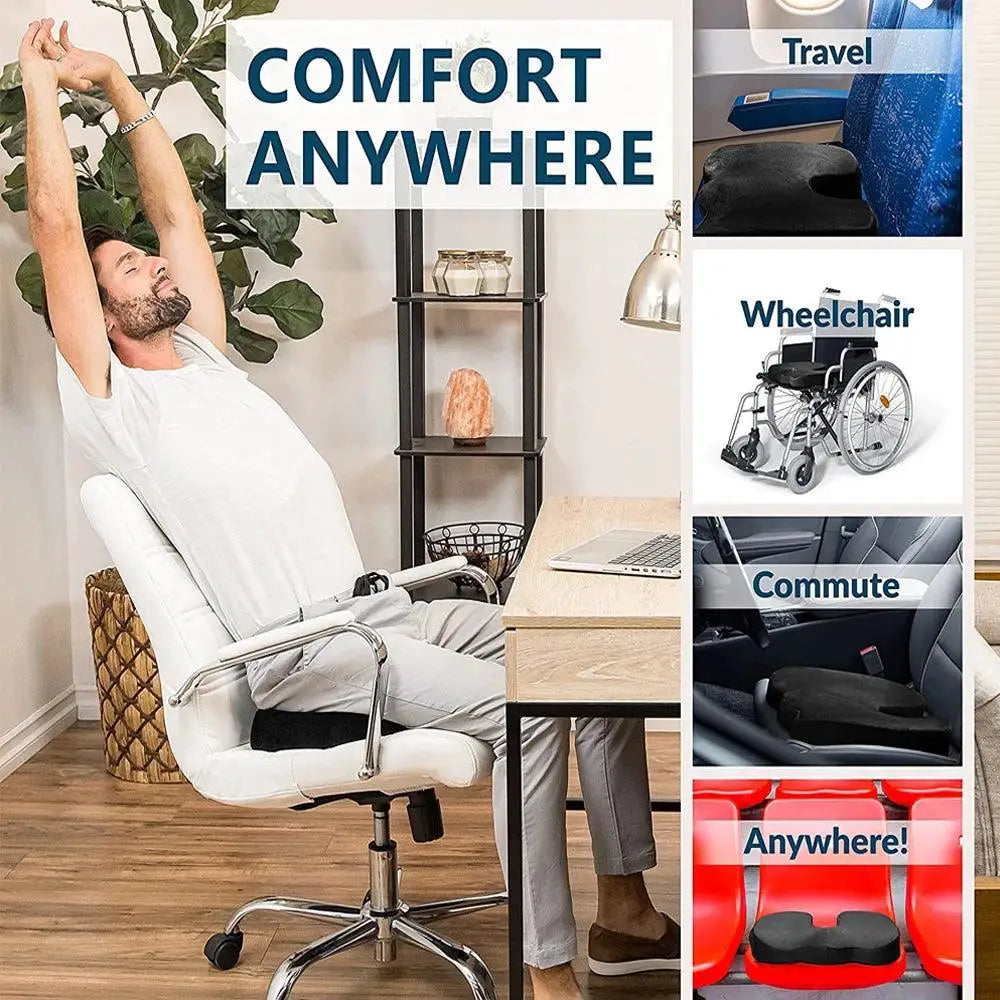 Ultimate Gel Memory Foam Coccyx Seat Cushion For Relief