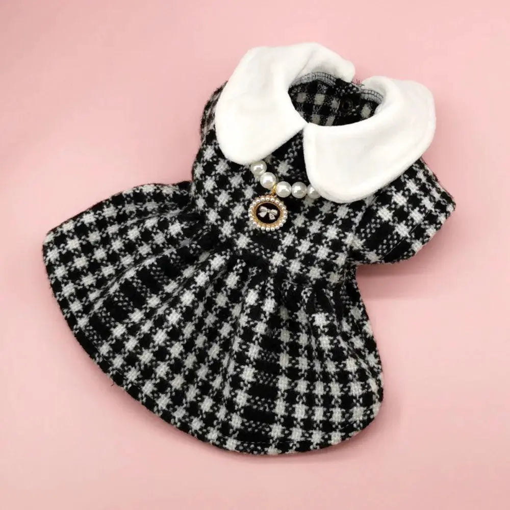 Sweet Plaid Princess Dress for Small Dogs Fashionable Cozy