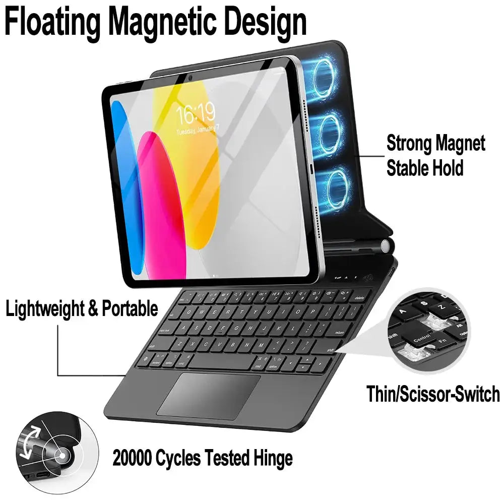 Wireless Keyboard Case For iPad - iPad 10 (10.9-inch) dark blue Hebrew product image