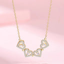 Heart Shaped Four Leaf Clover Pendant Necklace Jewelry
