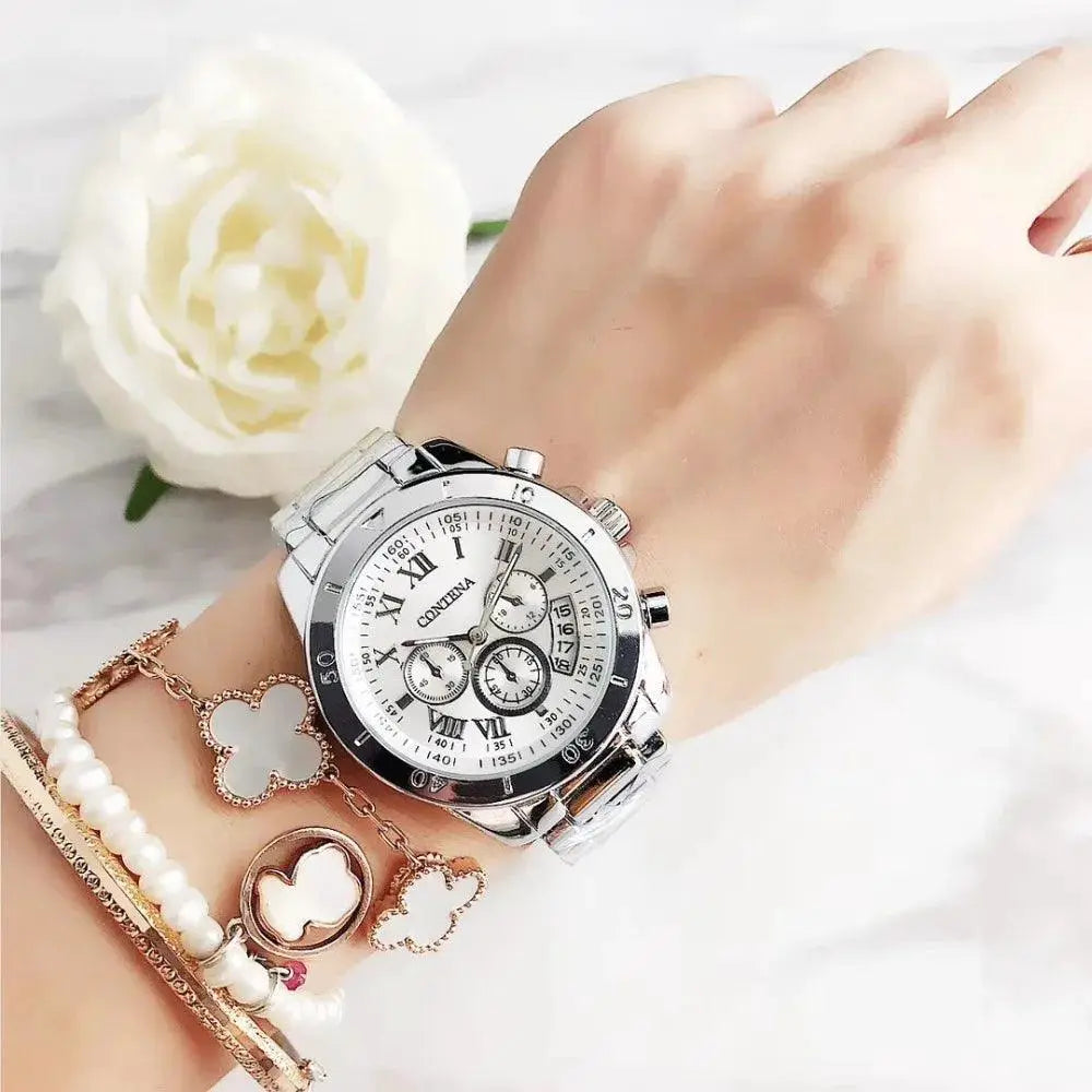 Luxurious Steel Bracelet Watch For Women Quartz Timepiece