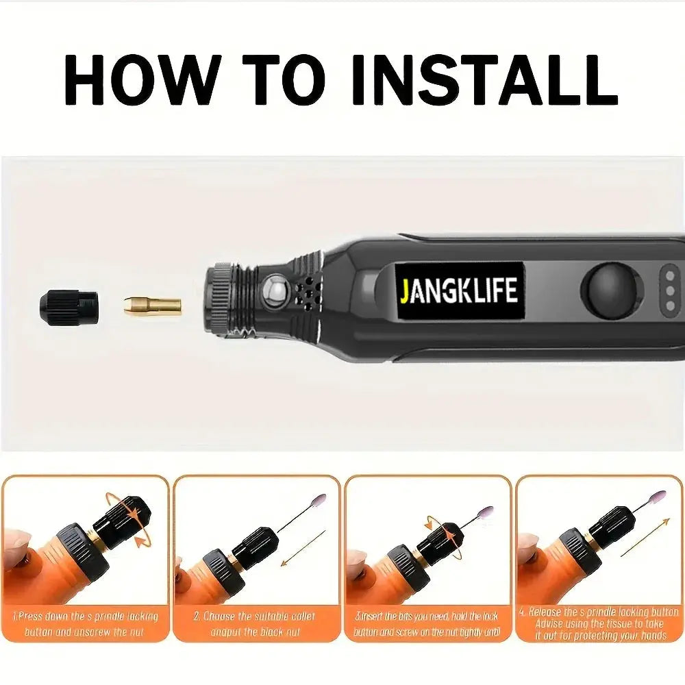 USB Cordless Rotary Tool Kit Woodworking Engraving Pen DIY