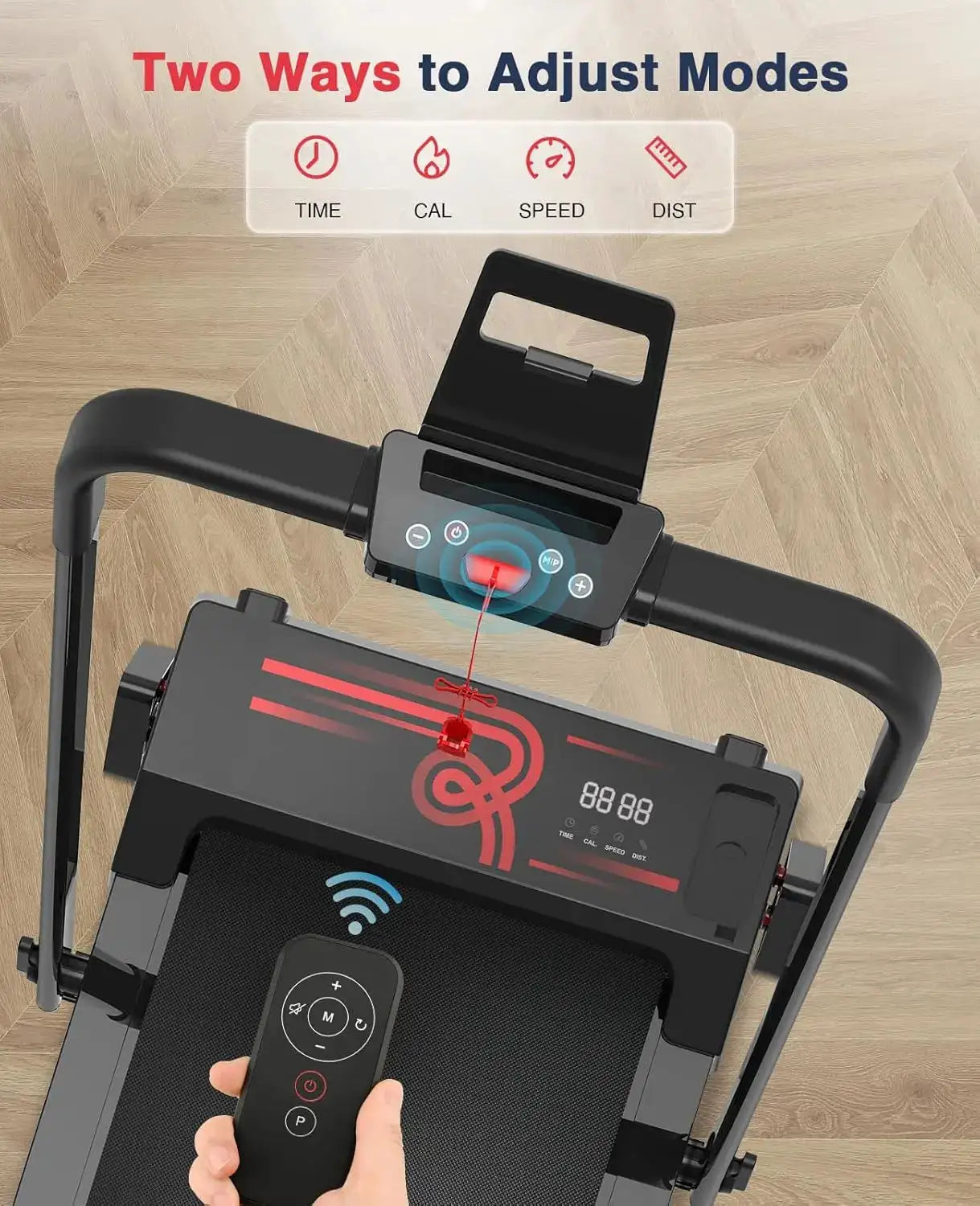 2-in-1 Foldable Under Desk Treadmill, Portable Mini Walking Pad with LED Display, Compact Electric Running Machine for Home