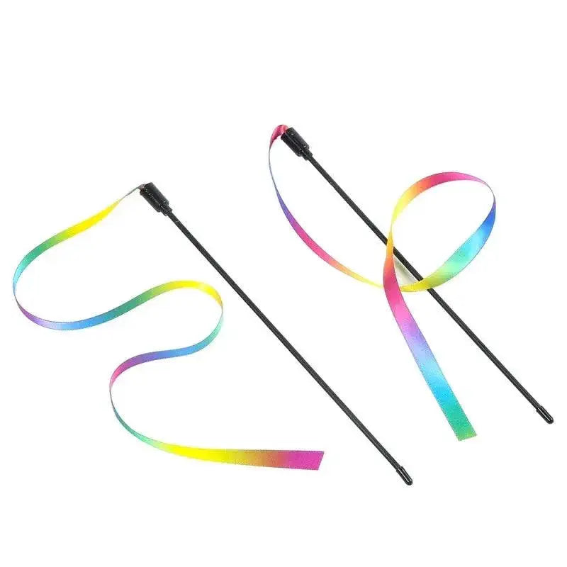 Rainbow Strips Cat Teaser Wand Interactive Toy For Cats