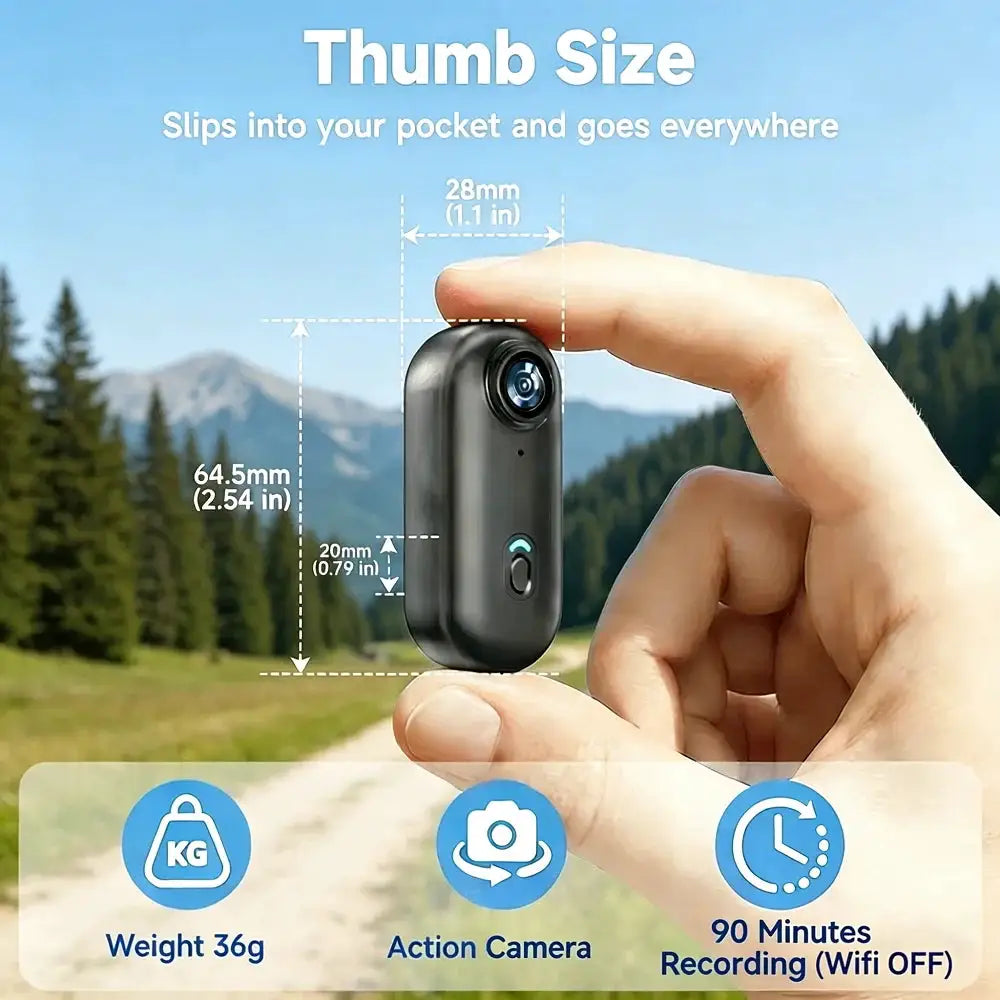 4K HD Mini Vlog Camera with WiFi Wireless Portable Action Body Cam for Sports Travel Photography Pocket Sized Video Recorder