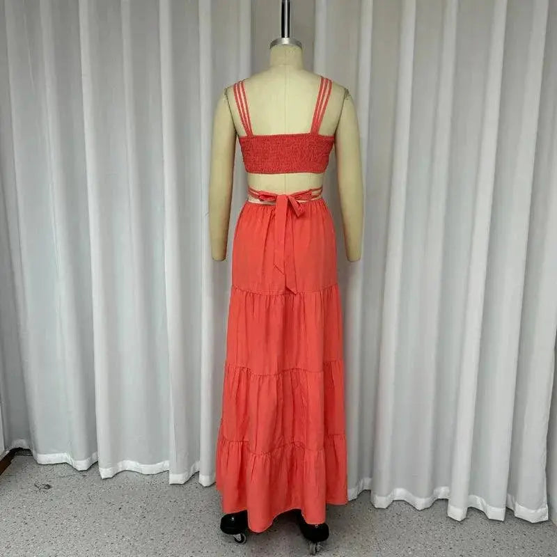 Bohemian Summer Maxi Dress Backless Beach Attire For Parties