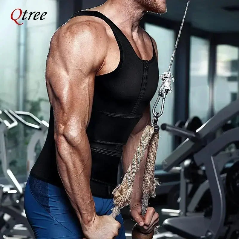 Mens Sauna Vest Waist Trainer With Double Belt Slimming
