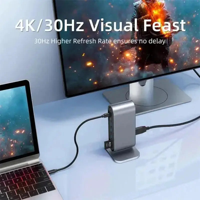 Cerastes USB C Hub 4KHD RJ45 VGA 4 USB 3.0 Hub Multiport