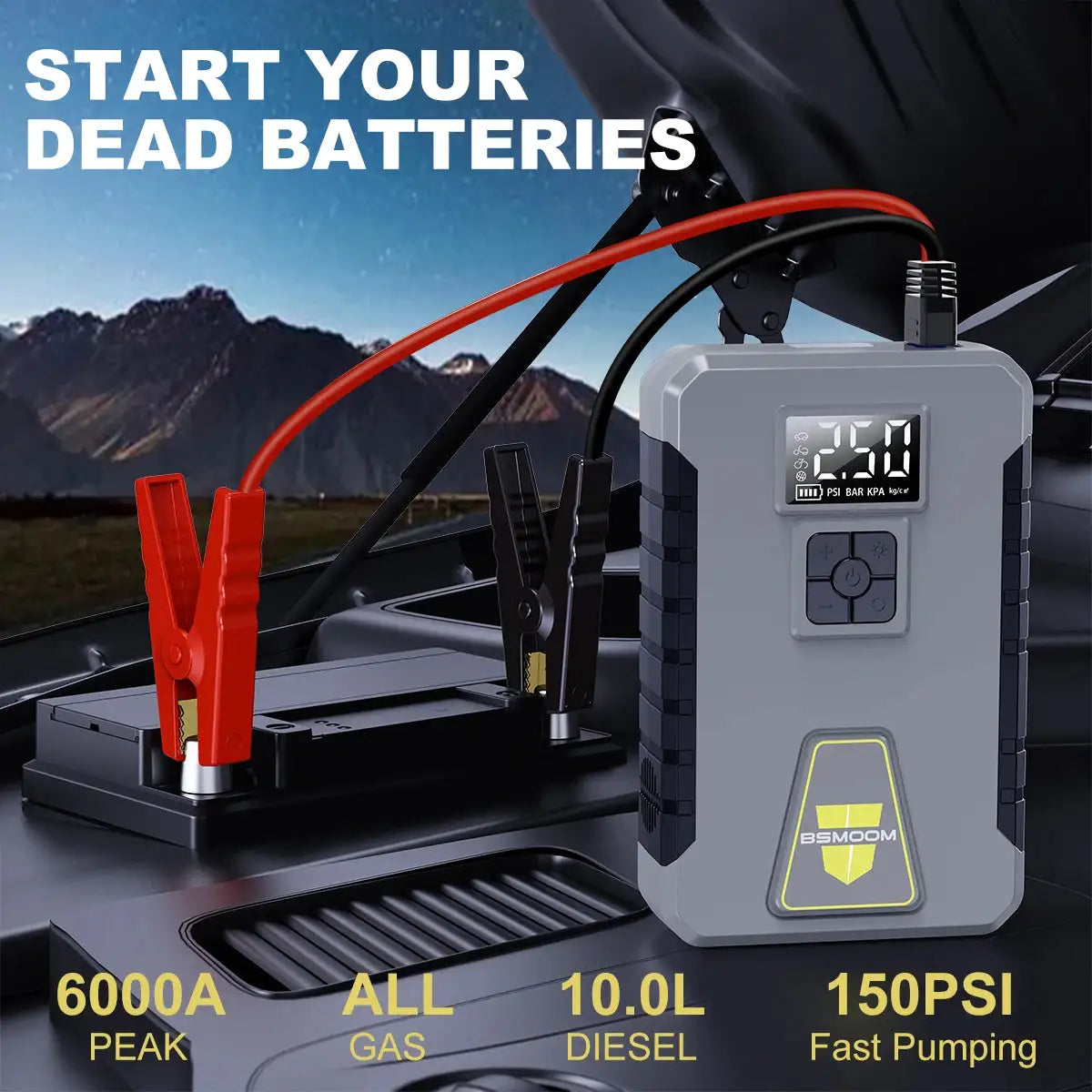 Car Battery Jump Starter Digital Display Portable Car Battery Booster Charger 26800mAh Power Bank Emergency Battery Booster