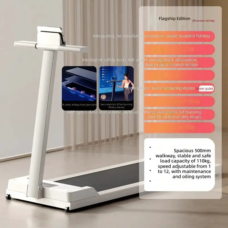 Foldable Treadmill, Compact Home Gym Equipment, Quiet Multi-Function Indoor Fitness Machine, 2024 New Model