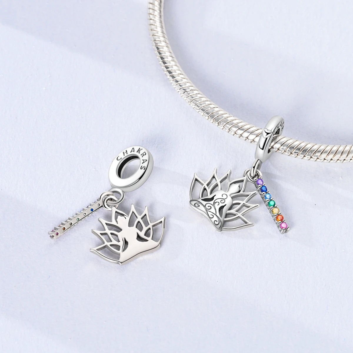 Charm Silver Plated Zircon Beads
