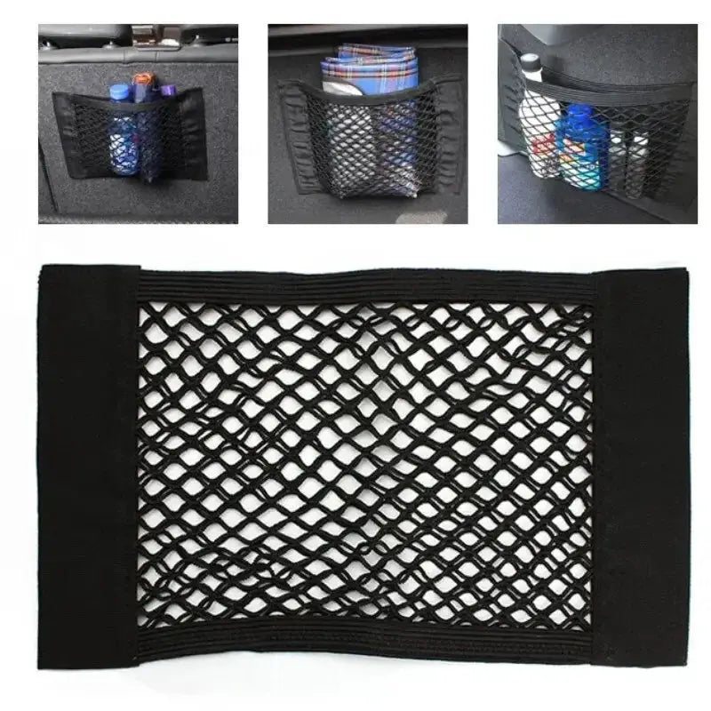 Car Back Seat Mesh Storage Net Organizer With Elastic Straps - OurLum.com