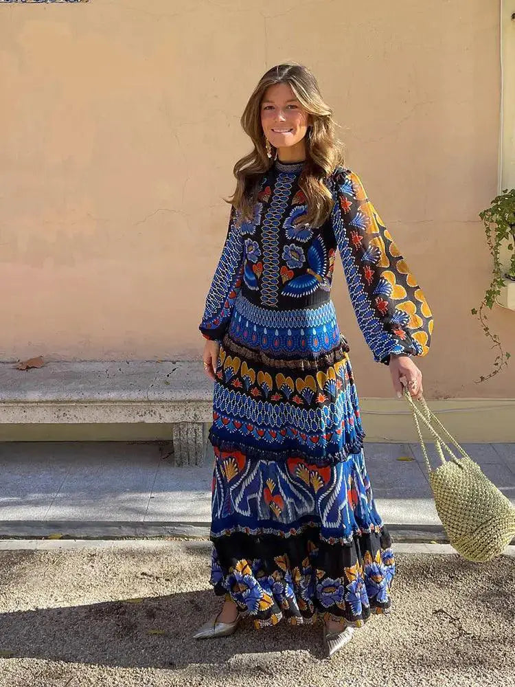 Vintage Lantern Sleeve Maxi Dress Elegant Charm And Style