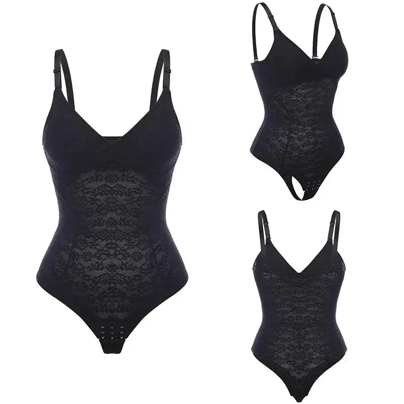 Seamless Lace Thong Bodysuit For Tummy Control Shaping