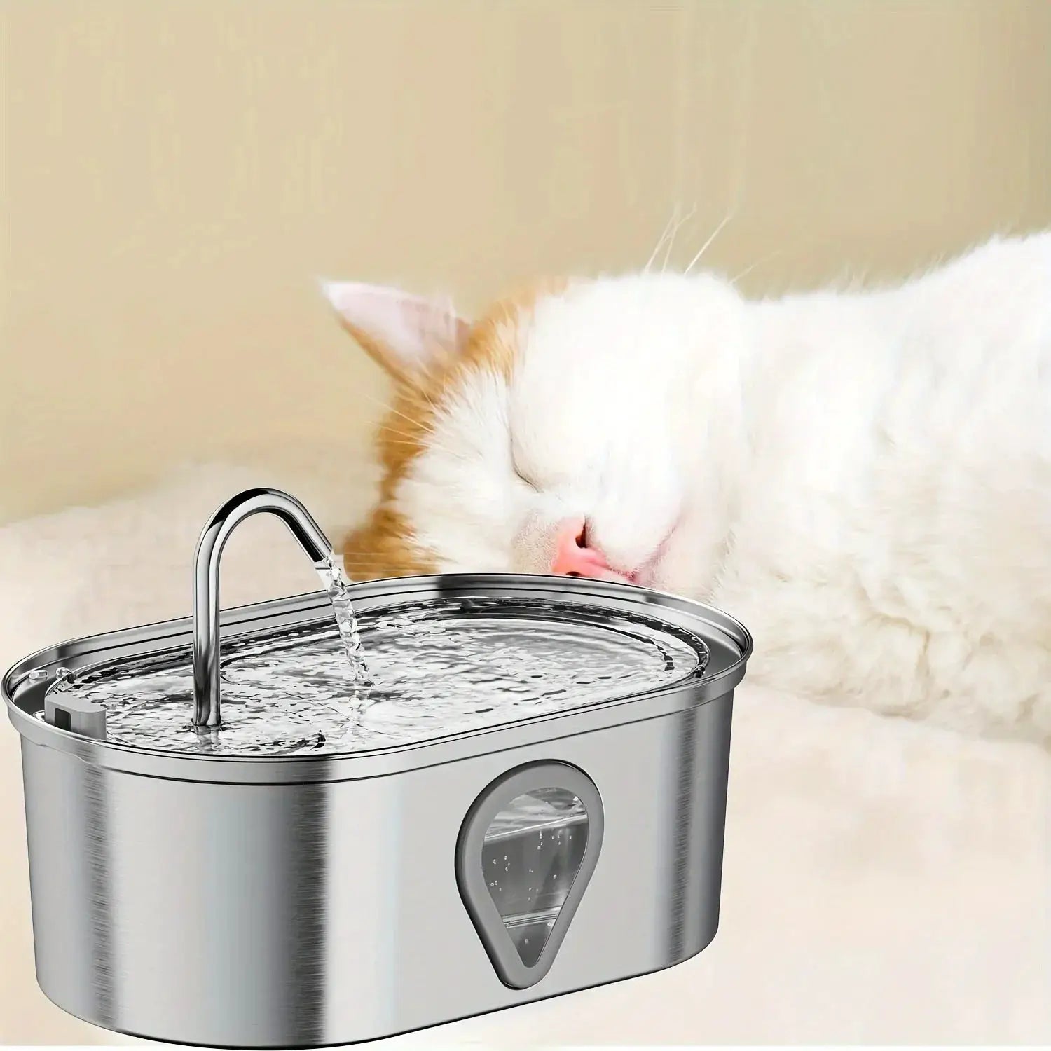 3.5L Pet Water Dispenser Automatic Steel Cat Fountain LED