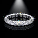 Moissanite Ring in Sterling Silver Certificate Channel Setting