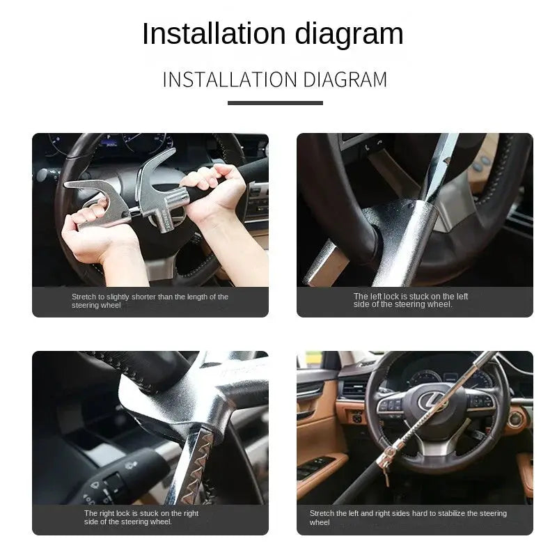 Car Steering Wheel Lock Anti Theft Device Universal Fit - OurLum.com