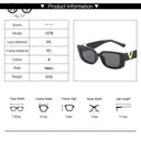 Vintage Retro Rectangle Sunglasses for Women Black Frame
