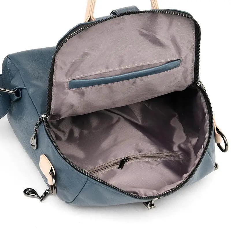 Women Soft Leather Backpack Fashion Rucksack Large Capacity