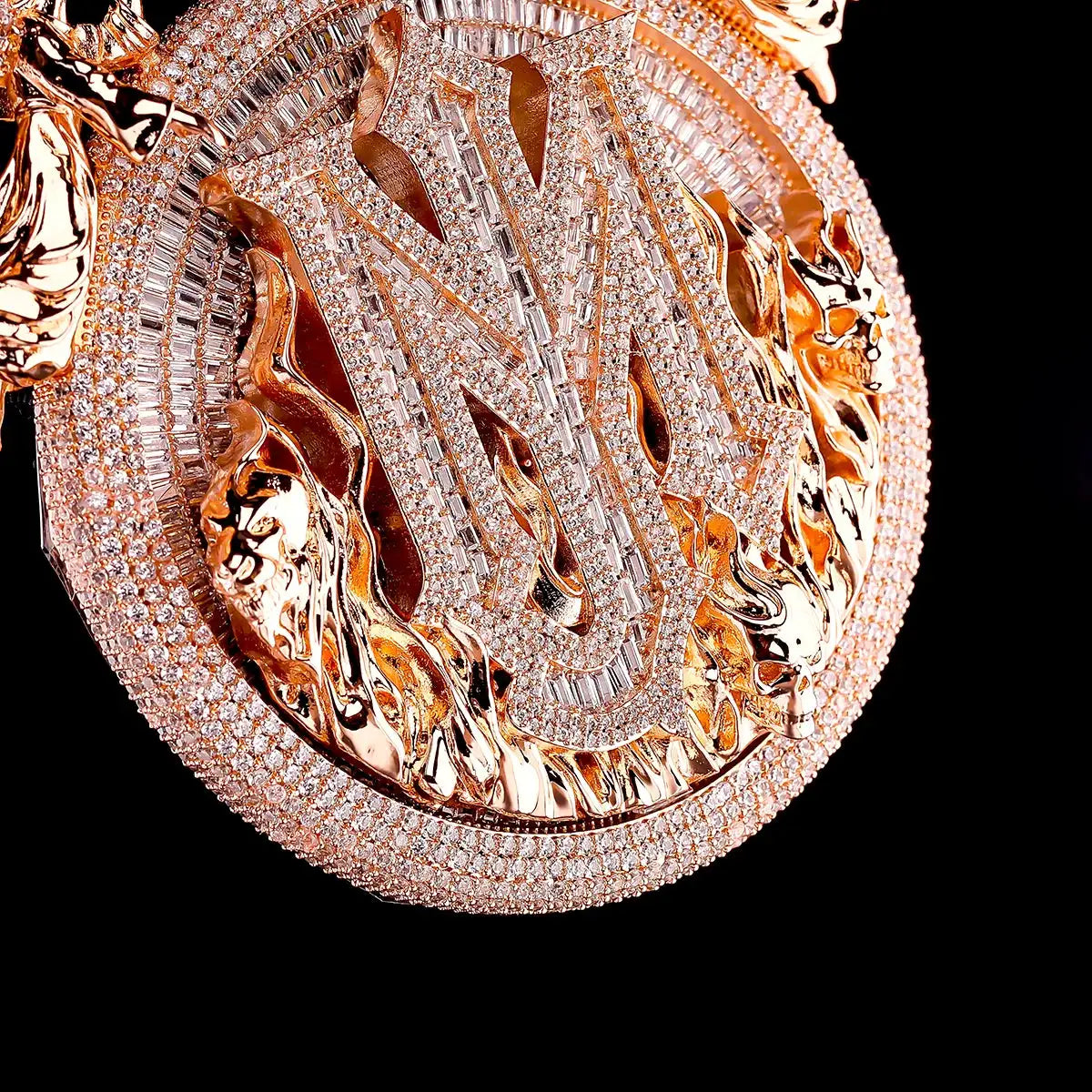 Gold Rose Gold Plated Cubic Zirconia Hip Hop Charm Fire — product view 3