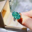 Sterling Silver Green Moissanite Ring