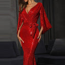 Sparkling Chiffon Gown Elegant Sequin Plus Size Dress