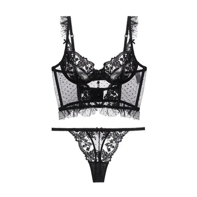 Varsbaby Mesh Seduction Lingerie Set Sheer Bra Thong