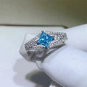 Princess Cut Blue Moissanite Ring