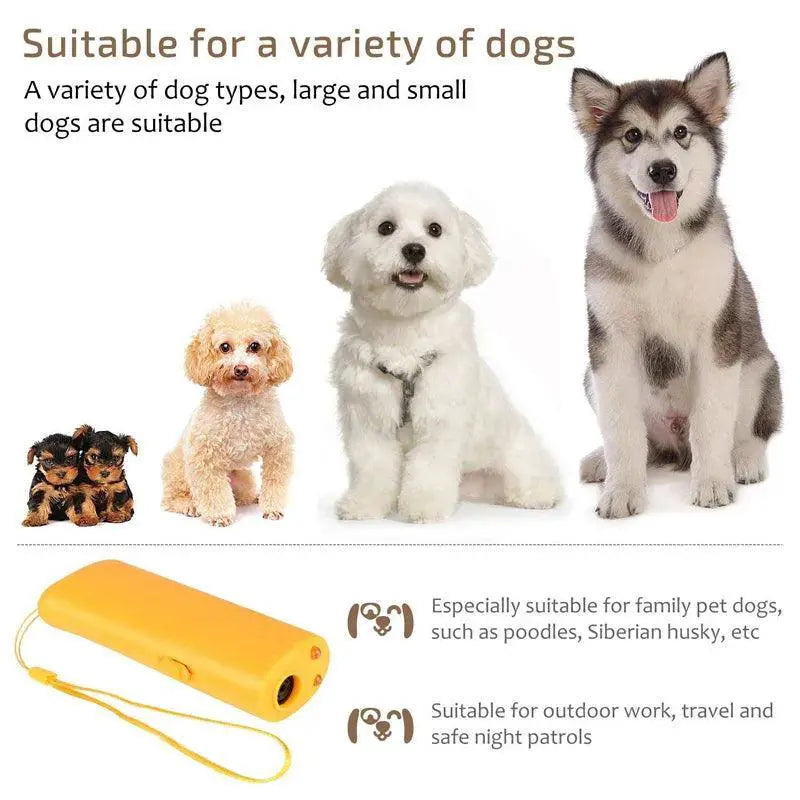 Three In One Ultrasonic Dog Repeller Trainer Led Flashlight