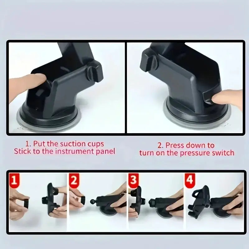 New universal Suction Cup Car Mobile Phone Bracket, 360° Rotation, ABS Material Car Mobile Phone Bracket, Suitable for Windshield and Instrument Panel, Multi-Function Car Navigation Bracket