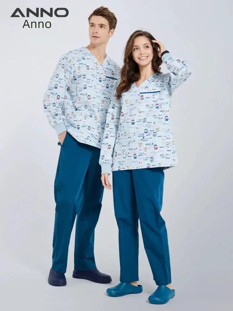 Annuo Printed Nurse Doctor Pediatric Comfortable Scrubs