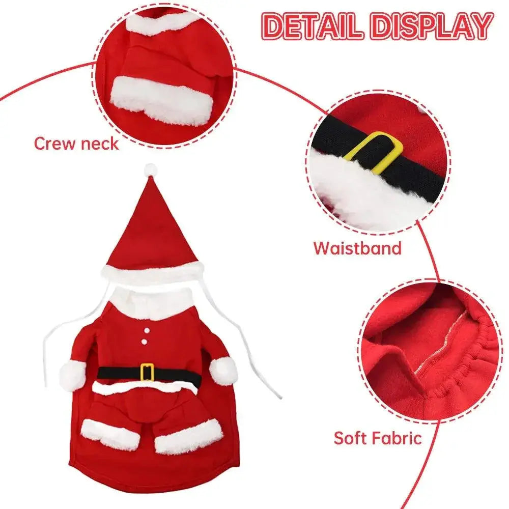 Festive Fleece Santa Dog Costume For Pets Warm Xmas Outfit