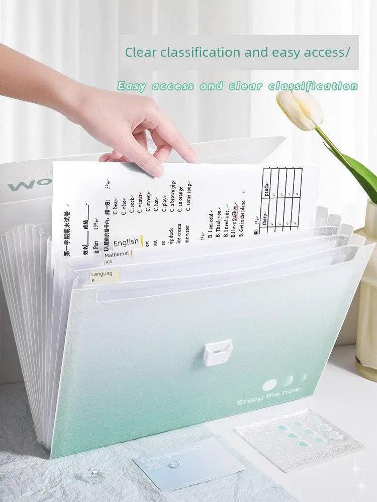 A4 Gradient Satchel Folder Test Papers Storage Bag Large