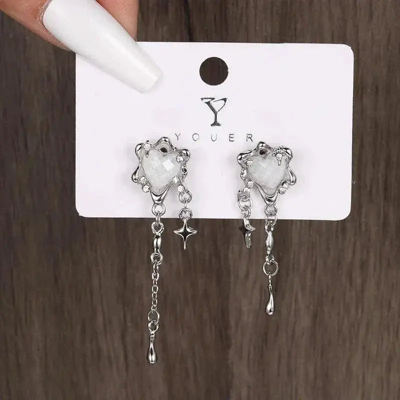 Heart Tassel Star Dangle Earrings for Trendy Parties