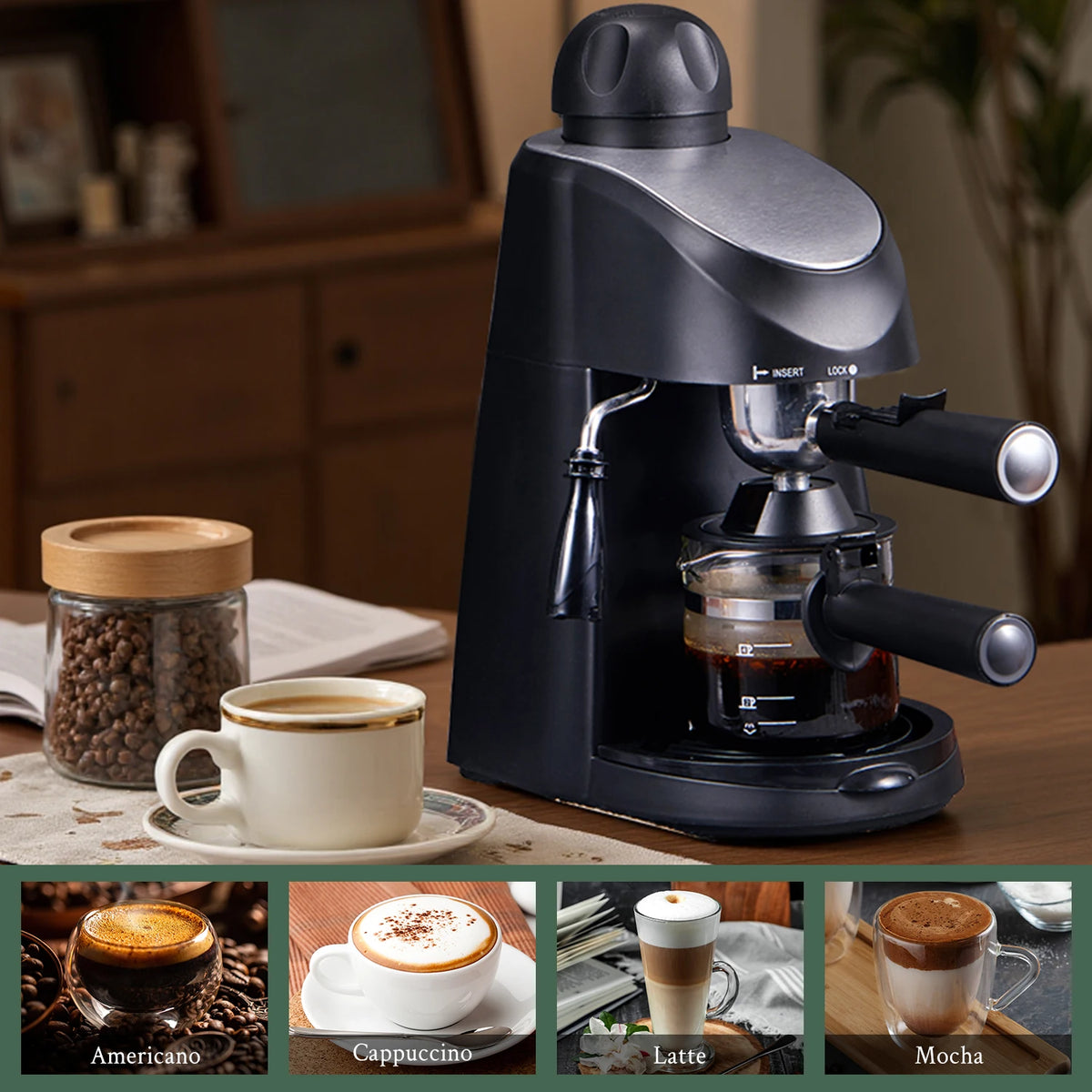 Espresso Coffee Maker, Compact Espresso Machine with Milk Frother — product view 7