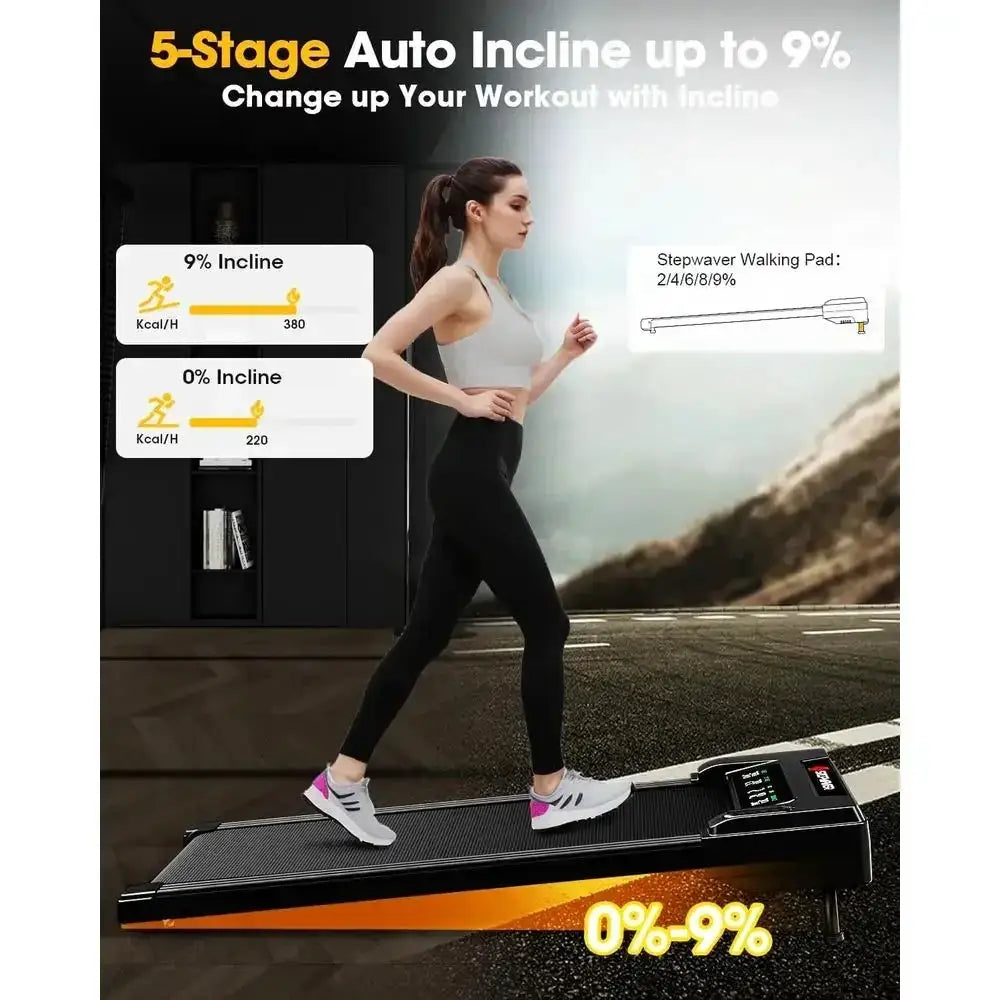 Walking Pad Treadmill with 5-Level Auto Incline, 360 lbs Capacity, LED Display, Compact Under Desk Design